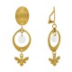 Boucles d'Oreilles Clip Laiton Doré Cercle Pastille Coloré et Abeille