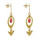 Boucles d'Oreilles Laiton Doré Cercle Pastille Coloré et Abeille