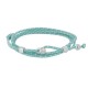 Bracelet Homme Métal Argenté Cubes Fermoir Bouton et Lien en Paracorde