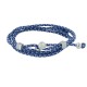 Bracelet Homme Métal Argenté Cubes Fermoir Bouton et Lien en Paracorde