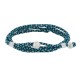 Bracelet Homme Métal Argenté Cubes Fermoir Bouton et Lien en Paracorde