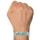 Bracelet Homme Métal Argenté Cubes Fermoir Bouton et Lien en Paracorde