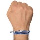 Bracelet Homme Métal Argenté Cubes Fermoir Bouton et Lien en Paracorde