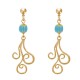 Boucles d'Oreilles Clous Métal Doré Perles Striées et Arabesques