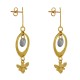 Boucles d'Oreilles Laiton Doré Cercle Pastille Coloré et Abeille