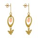 Boucles d'Oreilles Laiton Doré Cercle Pastille Coloré et Abeille