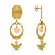 Boucles d'Oreilles Laiton Doré Cercle Pastille Coloré et Abeille