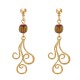Boucles d'Oreilles Clous Métal Doré Perles Striées et Arabesques