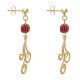 Boucles d'Oreilles Clous Métal Doré Perles Striées et Arabesques