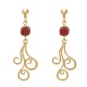 Boucles d'Oreilles Clous Métal Doré Perles Striées et Arabesques