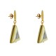 Boucles d'Oreilles Clous Laiton Mat Pastille Brossée Triangle en Nacre et Nacre Abalone