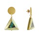 Boucles d'Oreilles Clous Laiton Mat Pastille Brossée Triangle en Nacre et Nacre Abalone