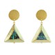 Boucles d'Oreilles Clous Laiton Mat Pastille Brossée Triangle en Nacre et Nacre Abalone