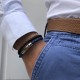 Bracelet Homme Cuir Tréssé Rond 19cm