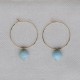 Boucles d'Oreilles Plaqué Or Créoles et Perles de Larimar