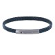 Bracelet Homme Cuir Tréssé Plat Bicolore Bleu Navy et Noir