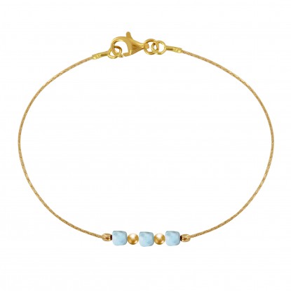 Bracelet Gold Filled Trois Petits Cubes de Larimar