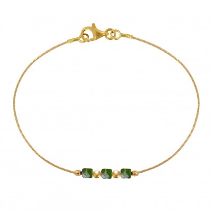 Bracelet Gold Filled Trois Petits Cubes de Diopside