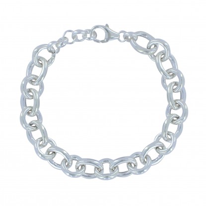 Bracelet Argent Gourmette Mailles Rondes et Ovales