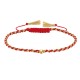 Bracelet Lien Tréssé Rond Bicolore Lurex Doré et Une Perle Or 14 Carats