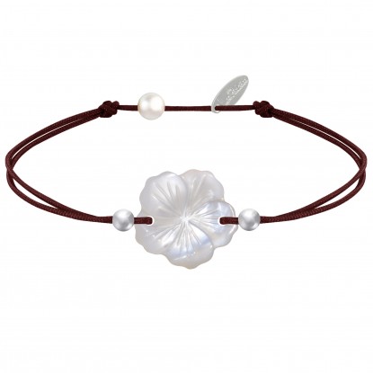 Bracelet Lien Fleur de Nacre Ivoire et Perles d'Argent - Classics