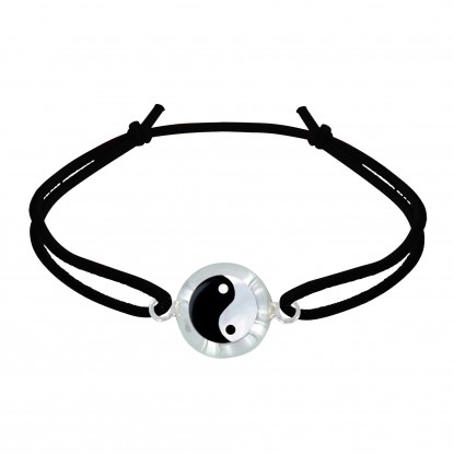 Bracelet Lien Elastique Médaille de Nacre Yin et Yang