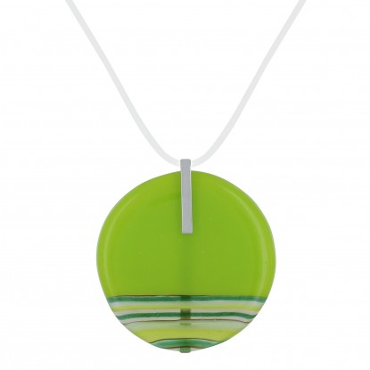 Collier et Pendentif Verre Transparences Vert Granny