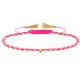 Bracelet Lien Tréssé Rond Bicolore Lurex Doré et Une Perle Or 14 Carats