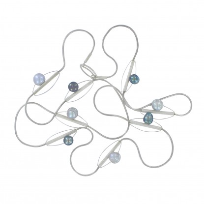 Sautoir en argent et 8 perles gris foncées /gris clair