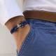 Bracelet Mixte en Argent Rhodié Double Ancre et Galuchat - 18cm Colors