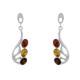 Boucles d'Oreilles Argent Ailes de Papillon et Ovale d'Ambre 3 Couleurs