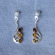 Boucles d'Oreilles Argent Ailes de Papillon et Ovale d'Ambre 3 Couleurs