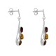 Boucles d'Oreilles Argent Ailes de Papillon et Ovale d'Ambre 3 Couleurs