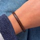 Bracelet Homme Cuir Tréssé Plat Bicolore Marron Foncé et Marron Clair