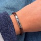 Bracelet Homme Cuir Tréssé Plat Bicolore Marron Foncé et Marron Clair