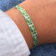 Bracelet Lien Tissé Vert Losanges et Croix Blanches