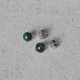 Boucles d'Oreilles Clou Argent Rhodié et Perles de Malachite 6 mm