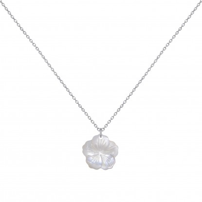 Collier Argent Fleur de Nacre Ivoire