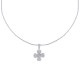 Collier Fleur Pendentif Argent Rhodié et Strass
