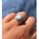 Bague Argent Ovale de Larimar et d'Argent