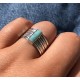 Bague Argent Semainier et Rectangle de Larimar