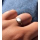 V Bague Argent Petit Rond de Nacre Ivoire
