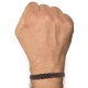 Bracelet Homme Cuir Marron Foncé Tréssé Plat Fermoir Acier Inoxydable