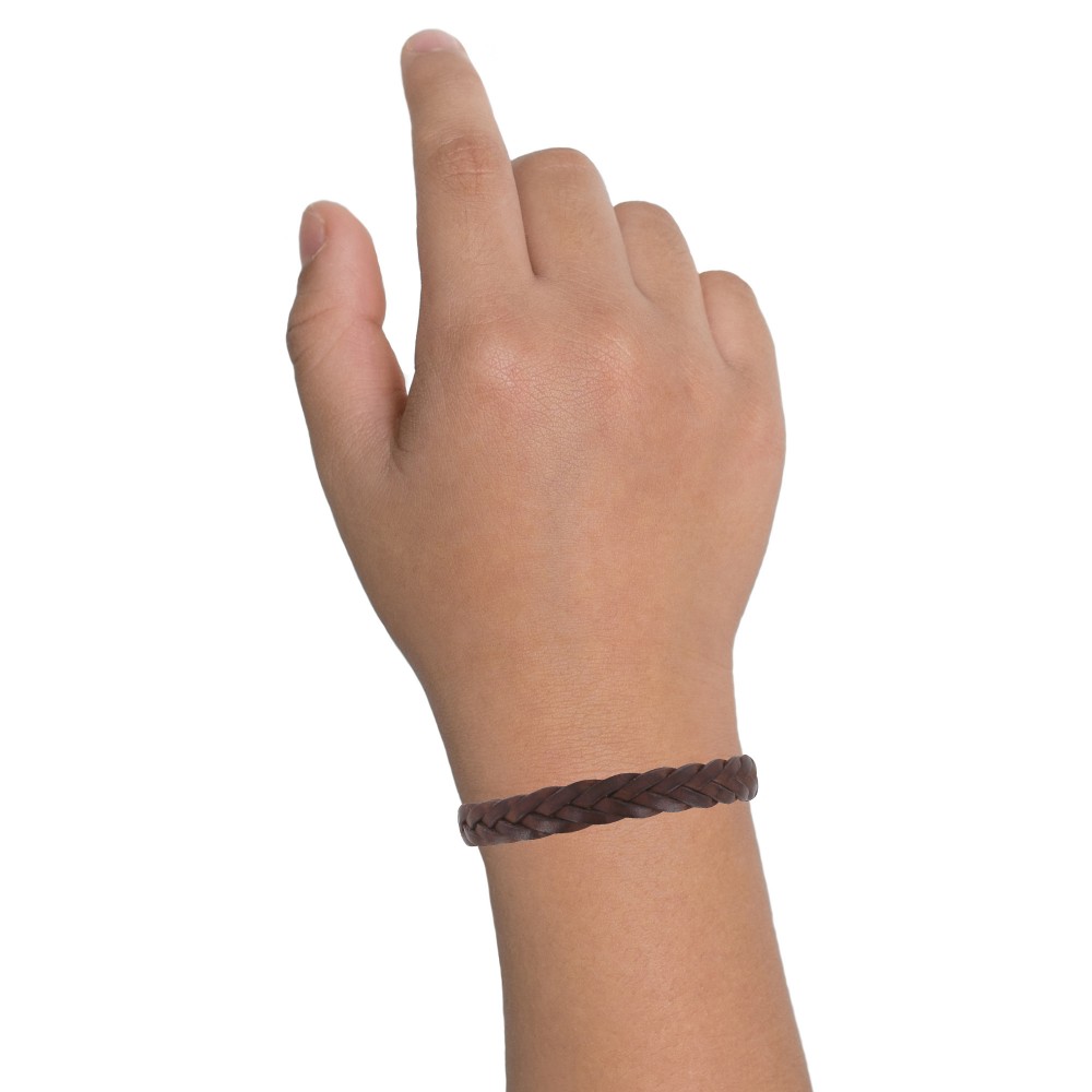LES POULETTES BIJOUX Bracciale In Cuoio Marrone Per Bambini - Largo Con Chiusura In Acciaio Inox, Gioiello Artigianale Originale