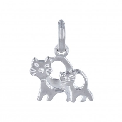 Pendentif Argent Chat et son Chaton