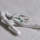 Bague Argent Double 2 Strass Vert et 4 Petits Strass Cristal