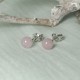 Boucles d'Oreilles Clou Argent Rhodié et Perles de Quartz Rose 6 mm