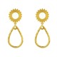 Boucles d'Oreilles Clips Laiton Soleil Émaillé et Goutte Martelée 