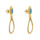 Boucles d'Oreilles Clous Laiton Soleil Émaillé et Goutte Martelée 