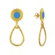 Boucles d'Oreilles Clous Laiton Soleil Émaillé et Goutte Martelée 